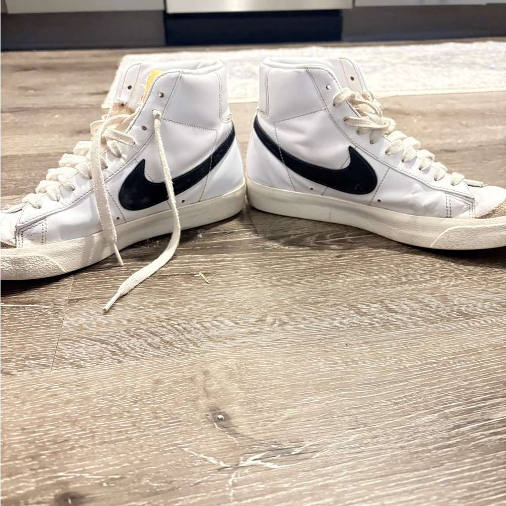 Nike White and Black High-Top Athletic Shoes